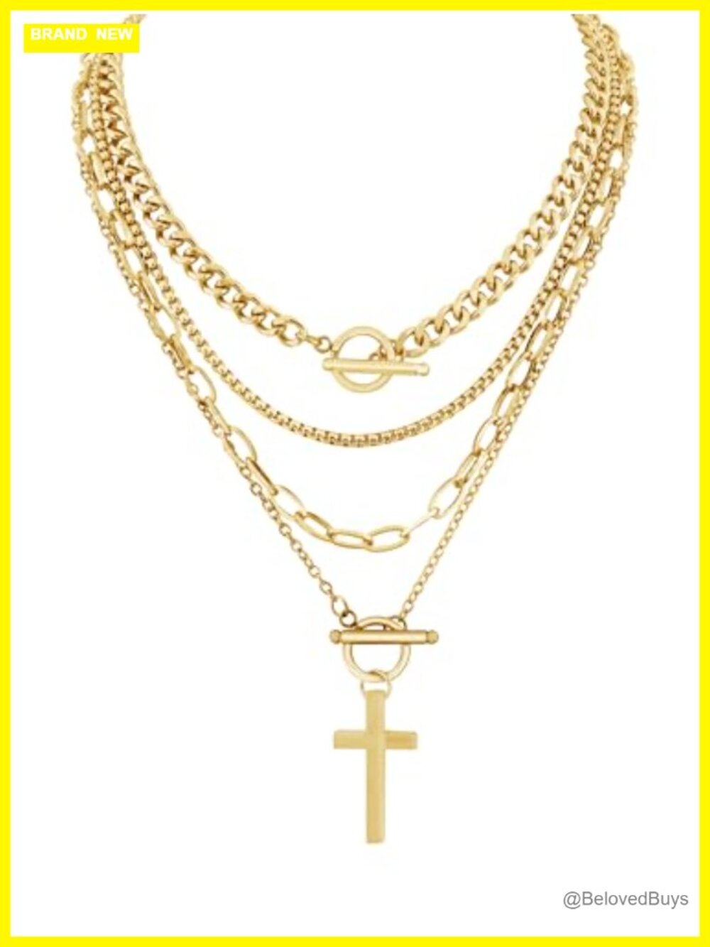 Layered Cross Choker Necklace Stainless Steel Gothic Punk Emo